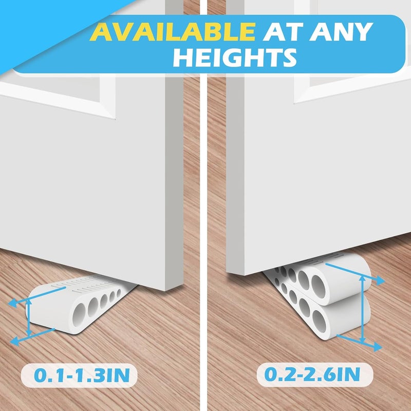 HELEMAN Rubber Door Stoppers for Bottom of Door - 4 Pack Door Stop Wedge with Holder Heavy Duty Doorstop for Home Office Classroom Garage Stackable on Multi Floor Carpet Concrete Tile Linoleum & Wood White - Image 5